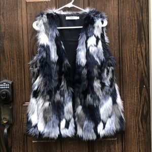 Just Fab Multi-Color Faux Fur Vest